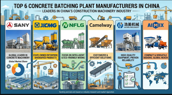 Top 6 Concrete Batching Plant Manufacturers in China: A Technical and Logistics Comparison